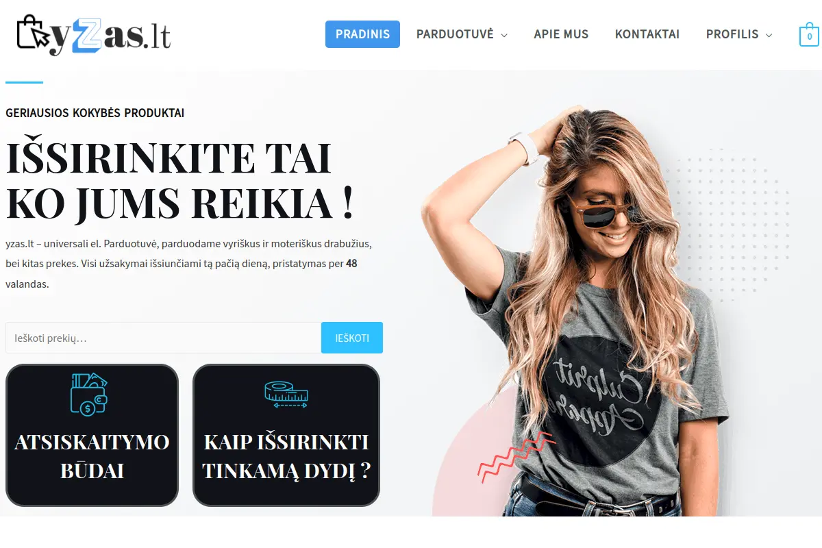 Yzas.lt projekto vaizdas